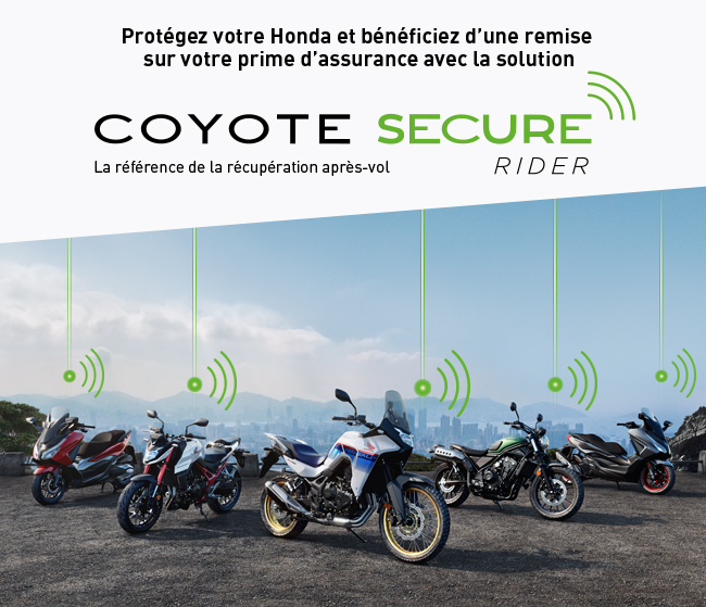 Equipez votre Honda d'un traceur Coyote Secure Rider et bénéficiez d'une remise sur votre cotisation d'assurance